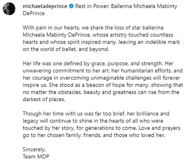 Michaela DePrince, Inspiring Ballerina, Dies at 29